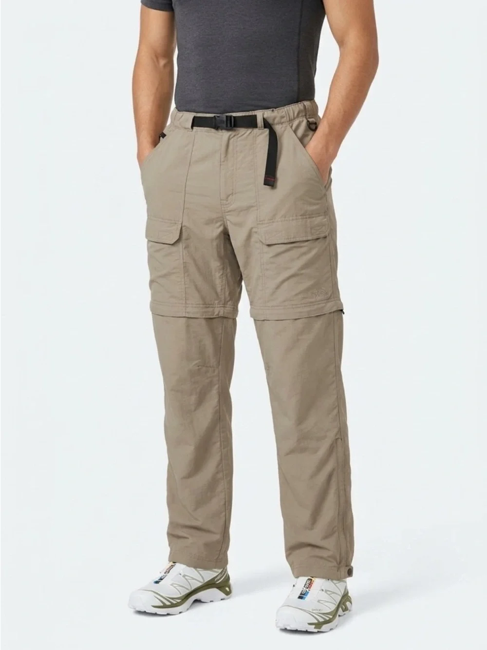 The North Face Convertible Hiking Pants Zip Off Cargo Nylon Khaki XL